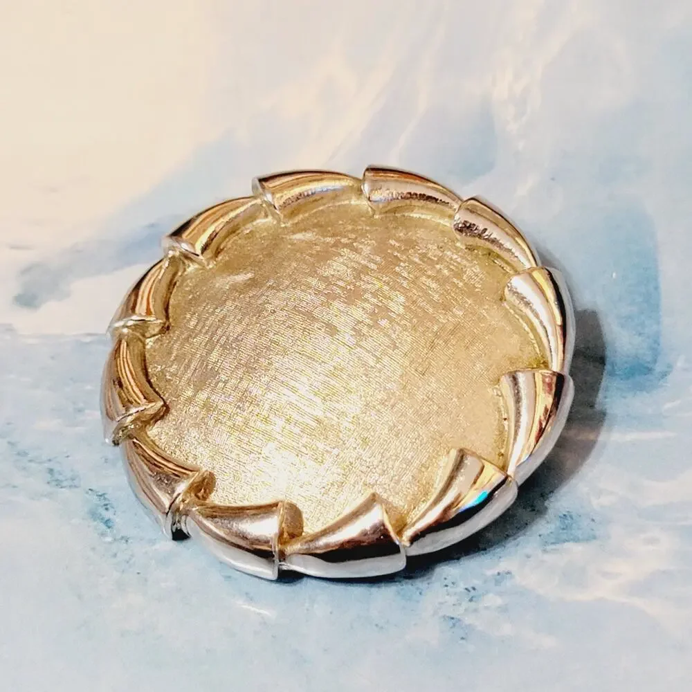 Vintage Signed Puccini Brooch Pin‎ Silver Tone Brushed Mid Century 2